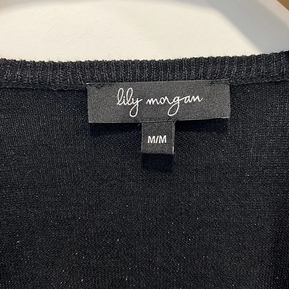Lily Morgan black sparkly cardigan size medium - Picture 5 of 8